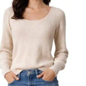 Reformation alber open tie back cashmere sweater in cream sz M